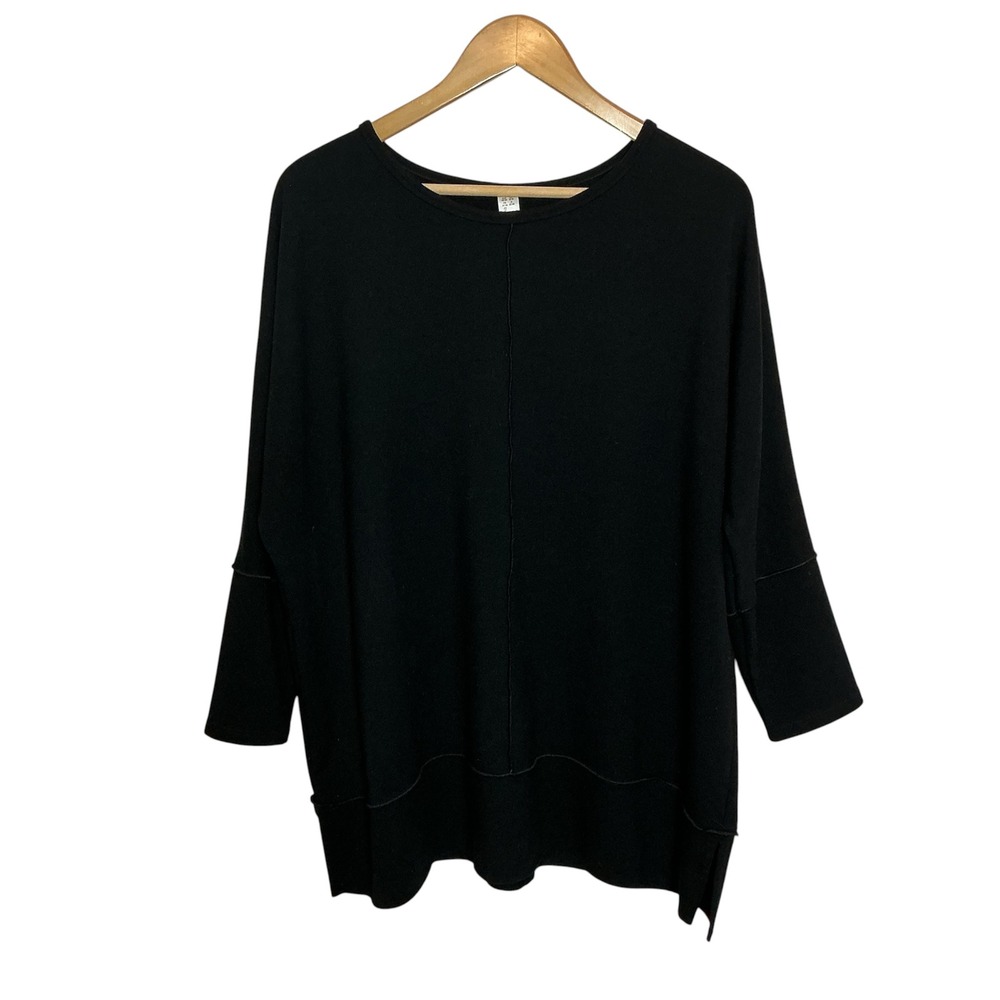 SPANX Large Black Perfect Length Top Dolman Sleeve Minimalist Comfort